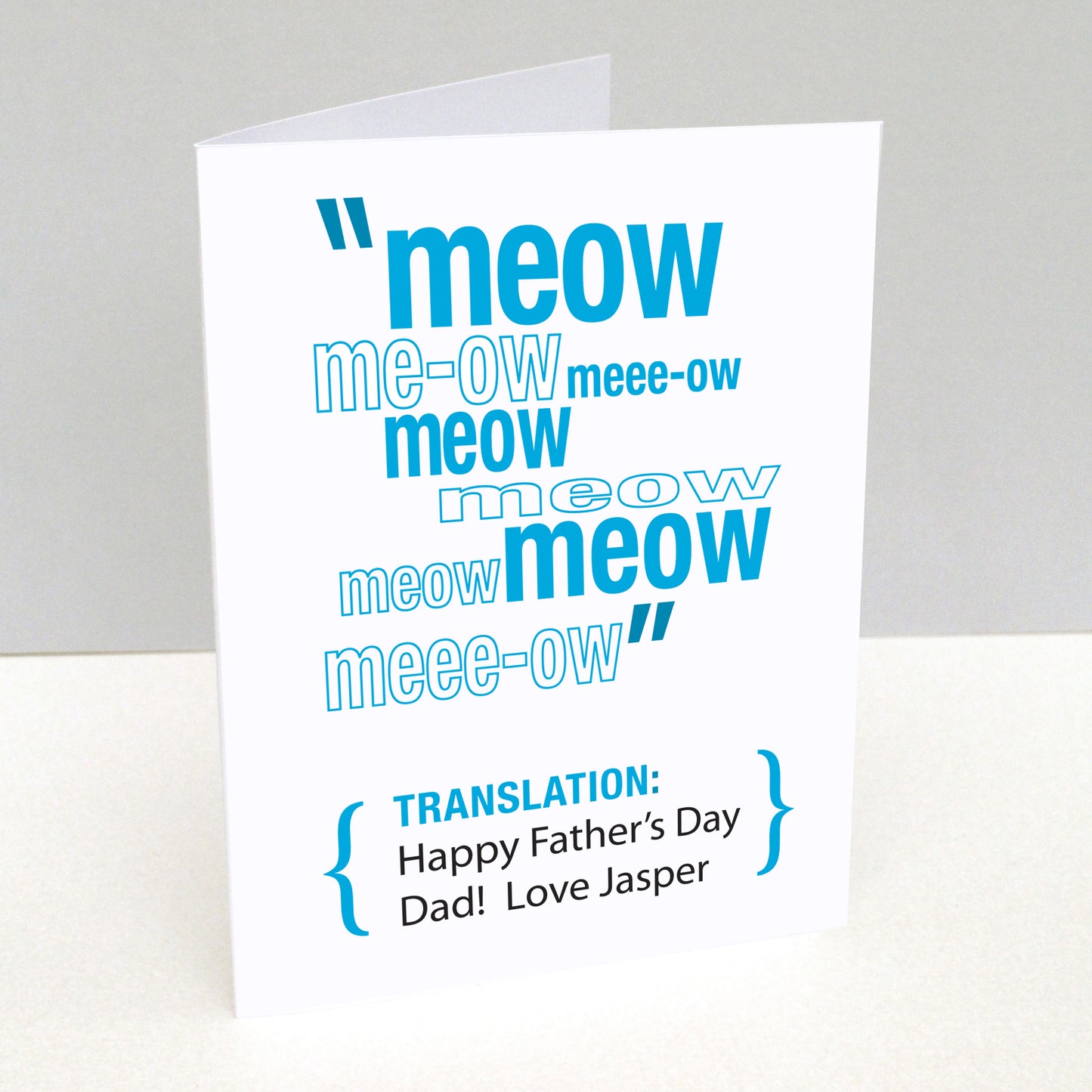 Personalised Cat Translation Father's Day Card