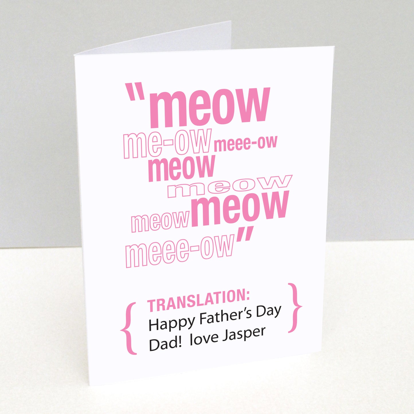 Personalised Cat Translation Father's Day Card