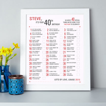 Personalised Bucket Year List Print