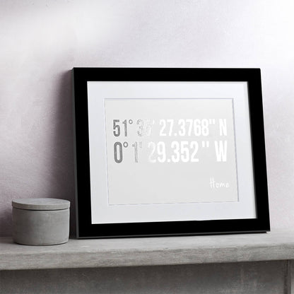 Coordinates Gold Or Silver Foil Personalised Print